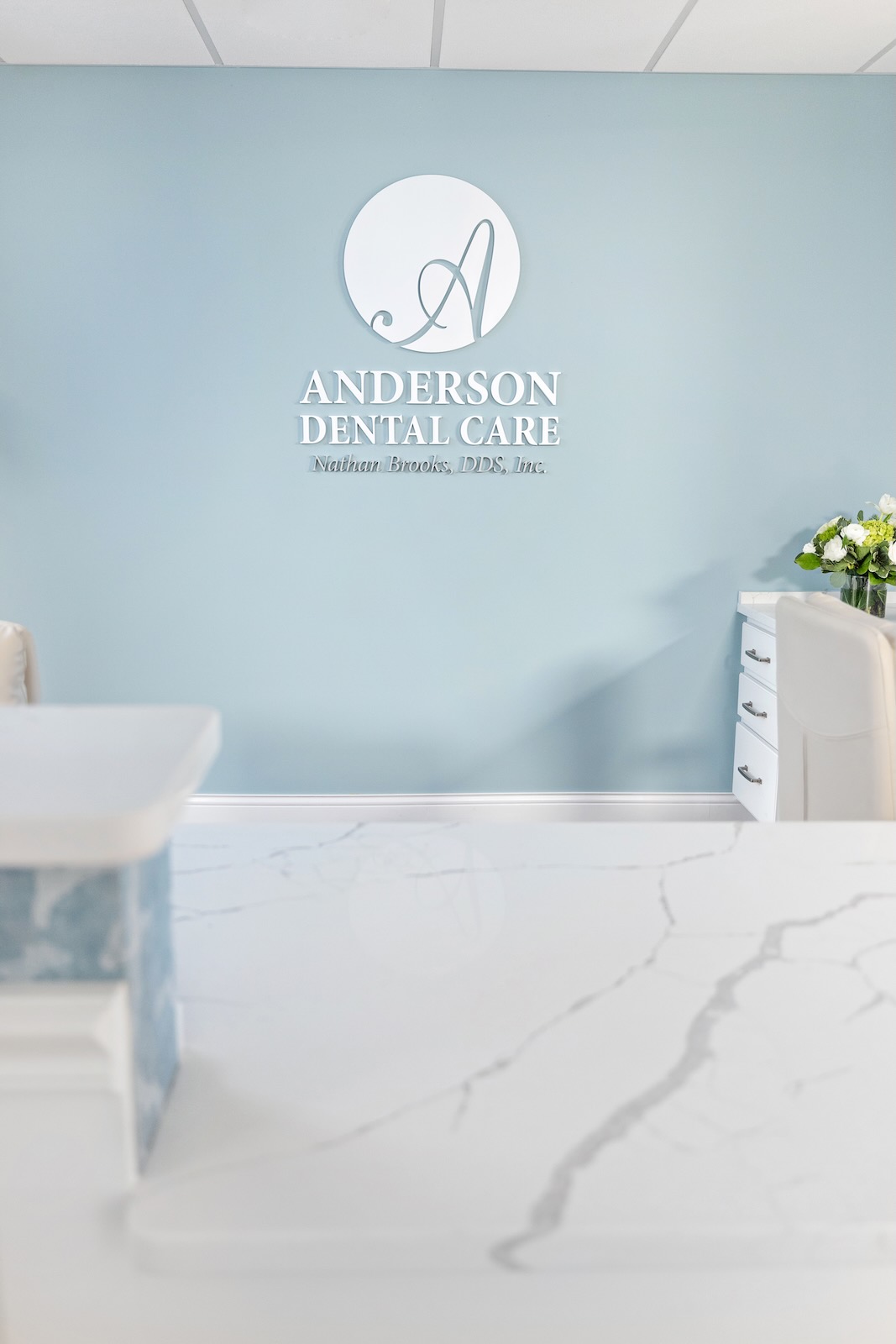 Reception desk at Anderson Dental Care